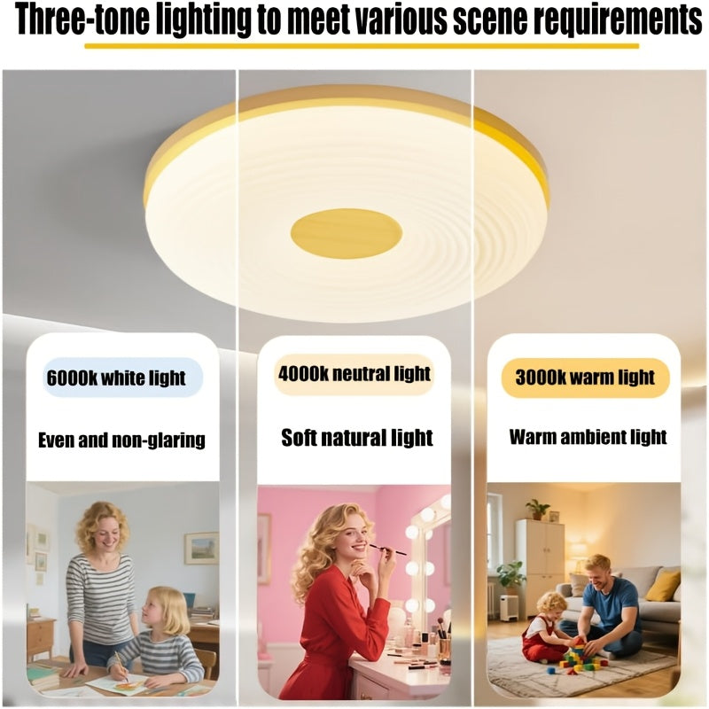 Plafonnier LED rond Ø 40 cm à télécommande, diffuseur ondulé