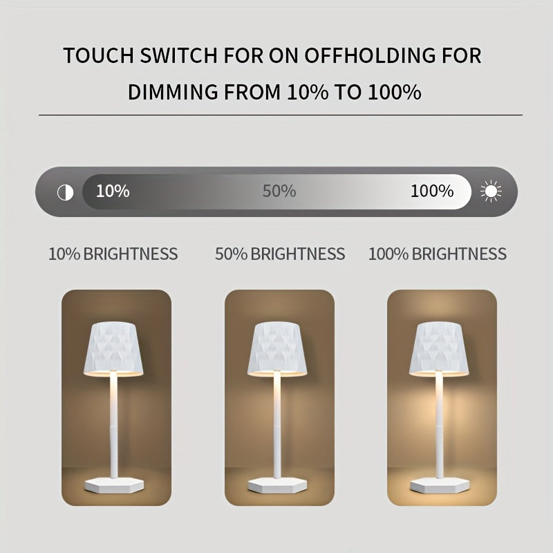 Lampe de bureau LED rose sans fil, abat-jour facetté en relief