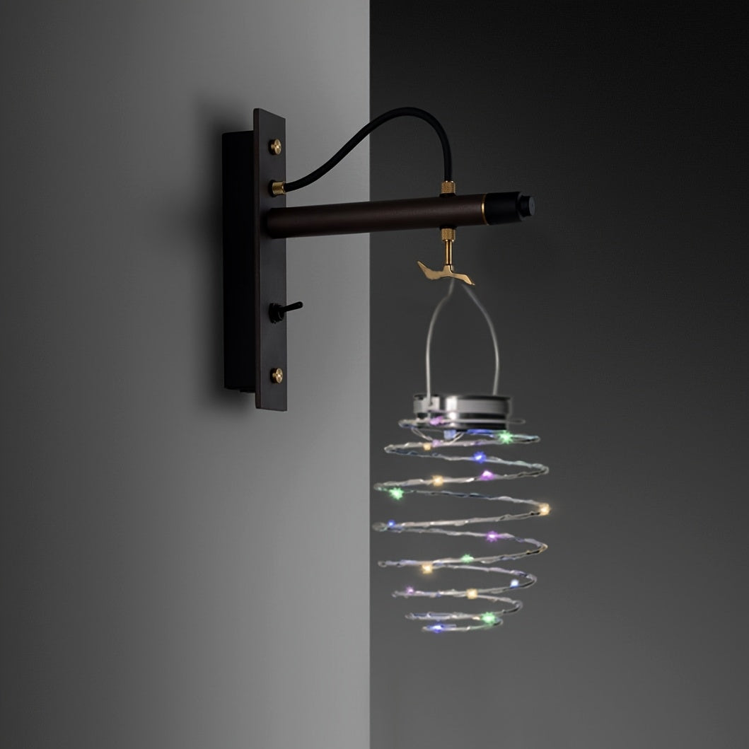 Suspension solaire spirale en fil de fer à 16 LED, lot de 3 ou 5