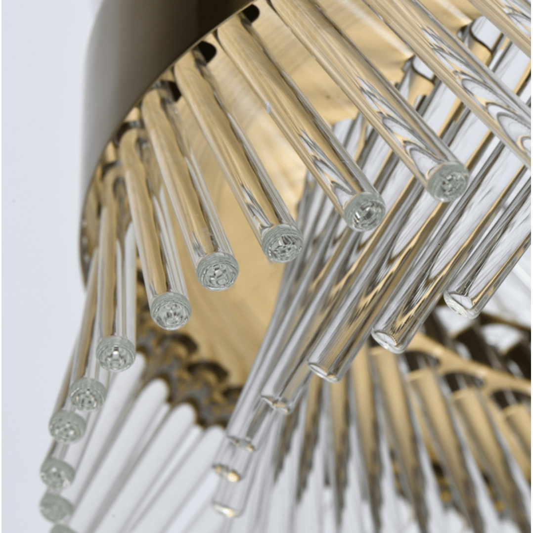 Lustre LED couronne de cristal torsadé et anneau doré, Ø 40 cm