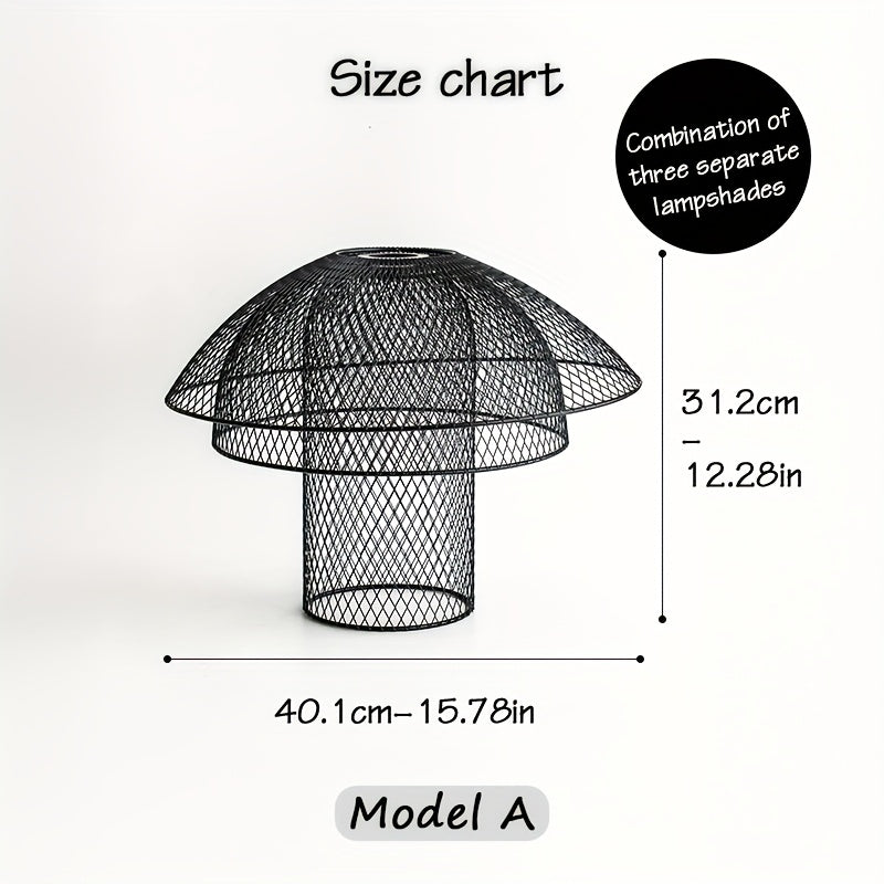 Abat-jour en maille de métal noir, dôme et collerette Ø 40 cm