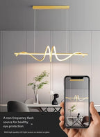 Suspension LED linéaire à vague lumineuse, 100 cm, doré ou noir