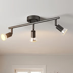Plafonnier 3 spots GU10 noir sur rampe de 30 cm, à l'unité ou par 2