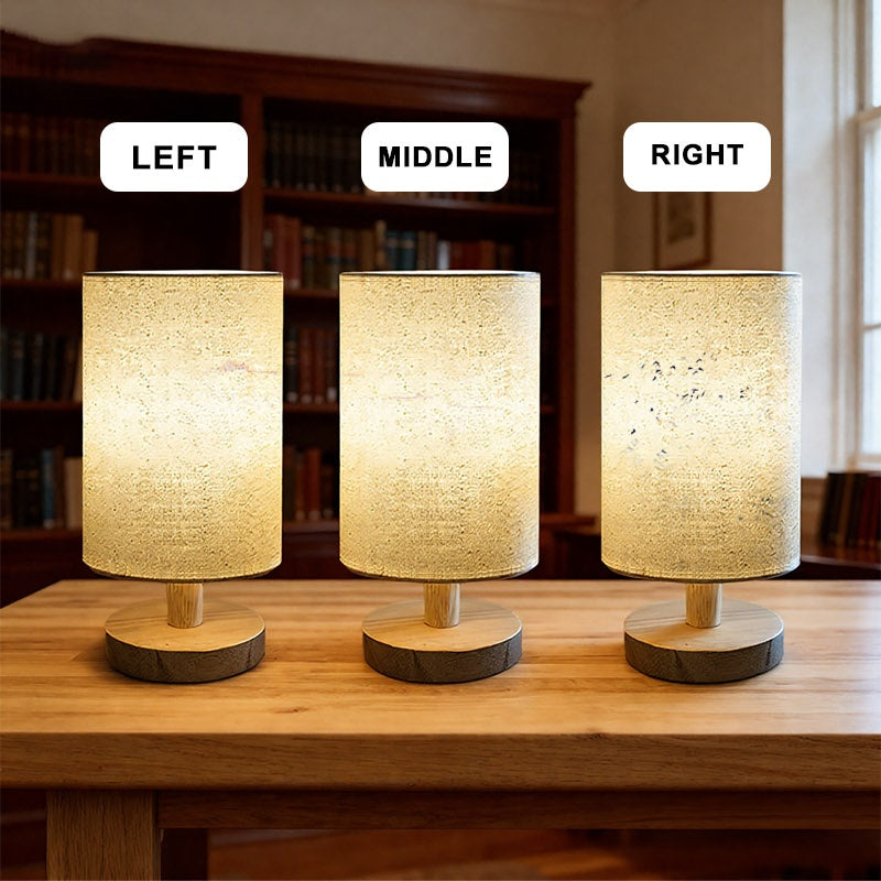 Lampe de chevet cylindrique USB, abat-jour imprimé paysage brumeux