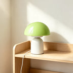 Lampe champignon en verre coloré et pied blanc, branchement USB