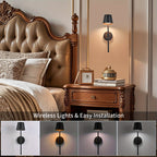 Applique murale sans fil noire, lot de 2, tête aimantée amovible