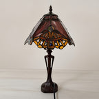 Lampe de table Tiffany en vitrail à éventails, pied ajouré, 42 cm
