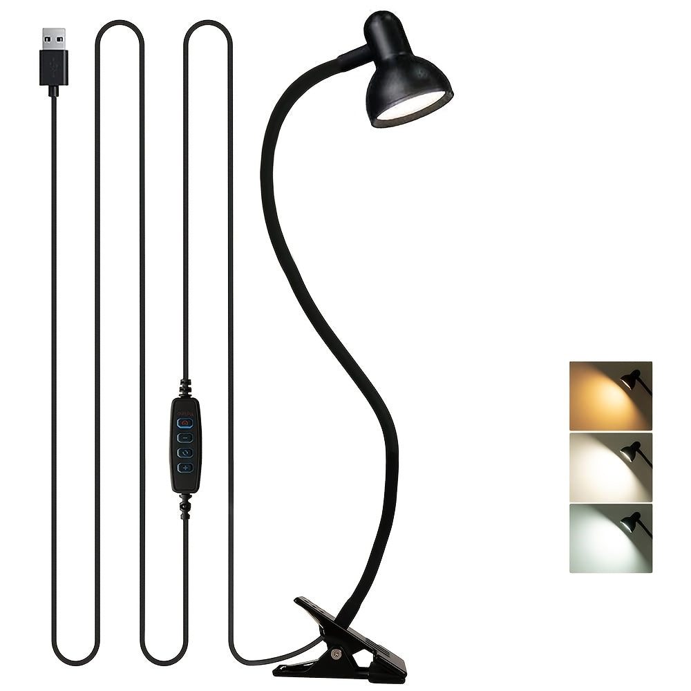 Lampe à pince col de cygne à tête dôme, noire, blanche ou rose