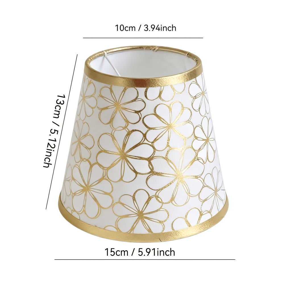 Lot de 2 abat-jours coniques blancs à fleurs dorées, Ø 15 cm