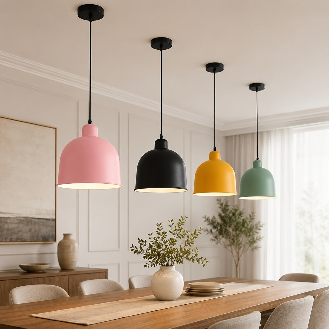 Suspension cloche en métal mat, rose, jaune, vert ou noir, Ø 25 cm