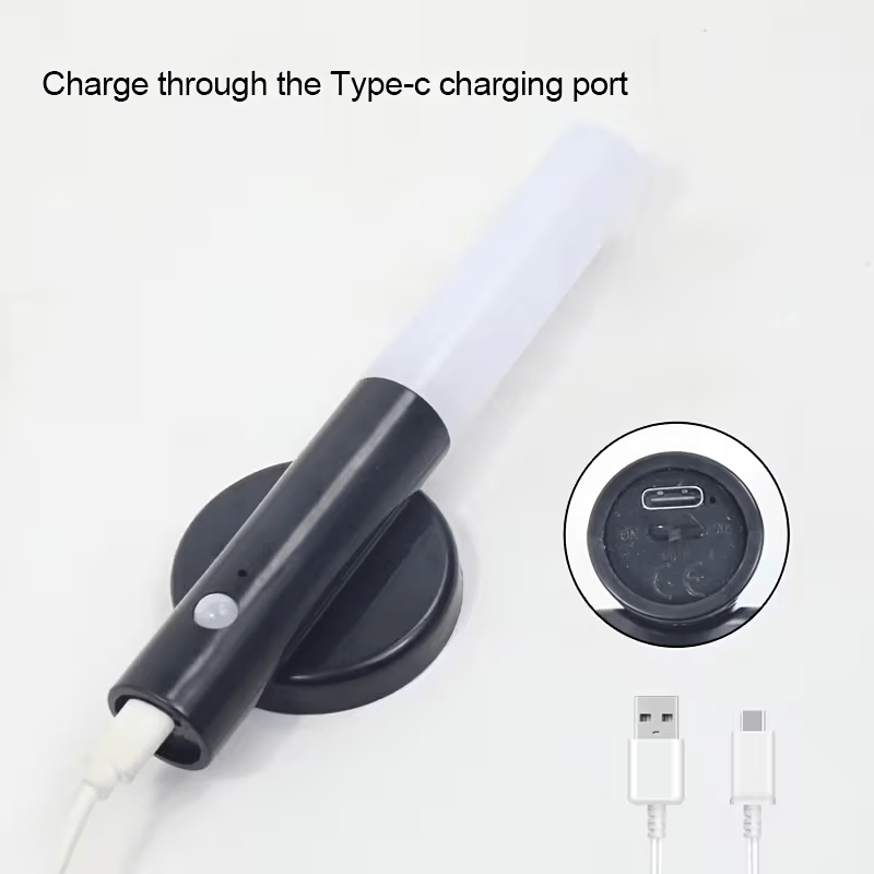 Applique murale LED tube à détecteur de mouvement, recharge USB-C