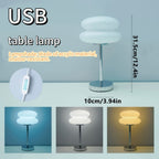 Lampe de chevet macaron blanche à double galet et pied chromé