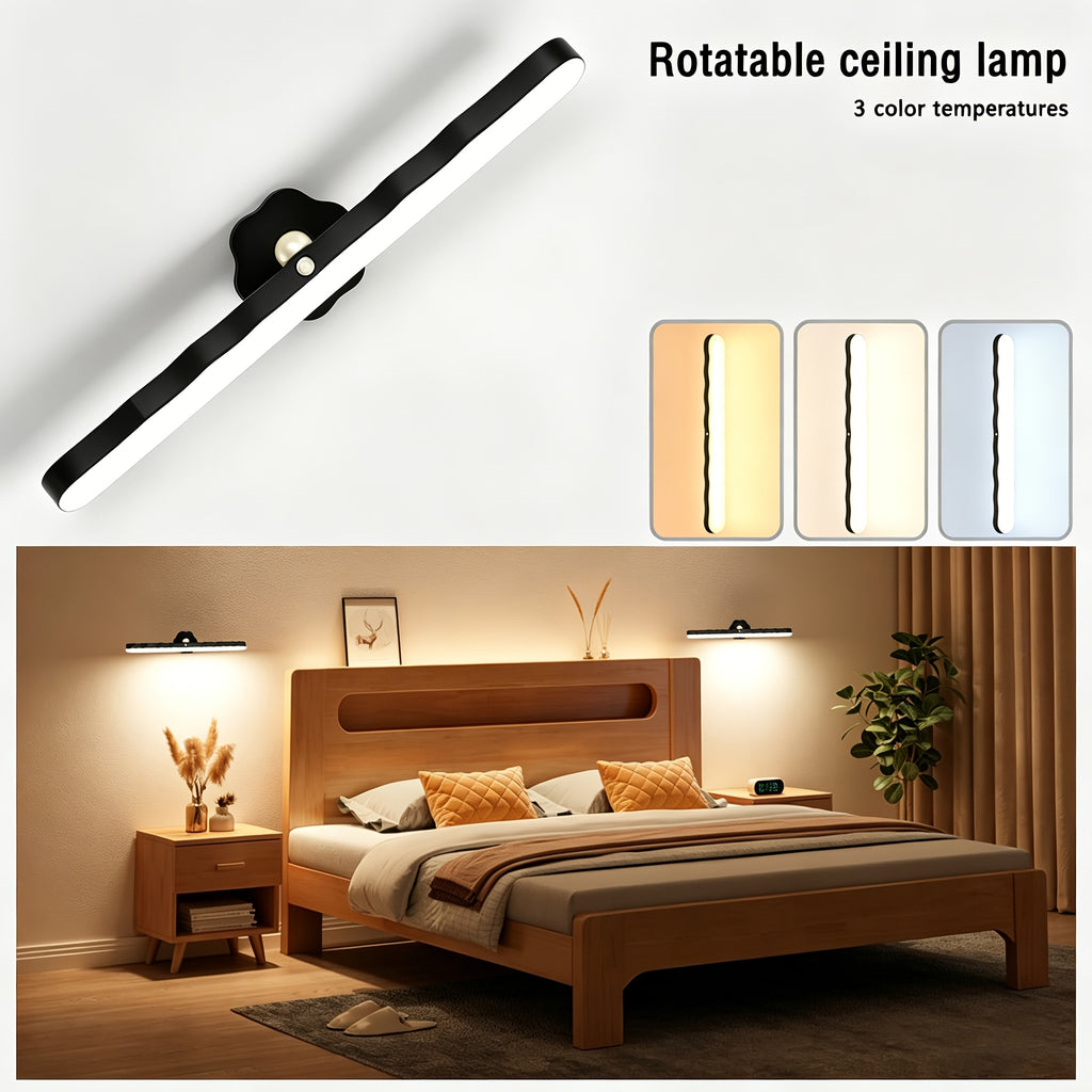 Applique murale LED noire rotative de 30 cm, liseuse sans fil