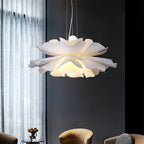 Suspension lotus à pétales blancs superposés, Ø 50 cm, douille E27