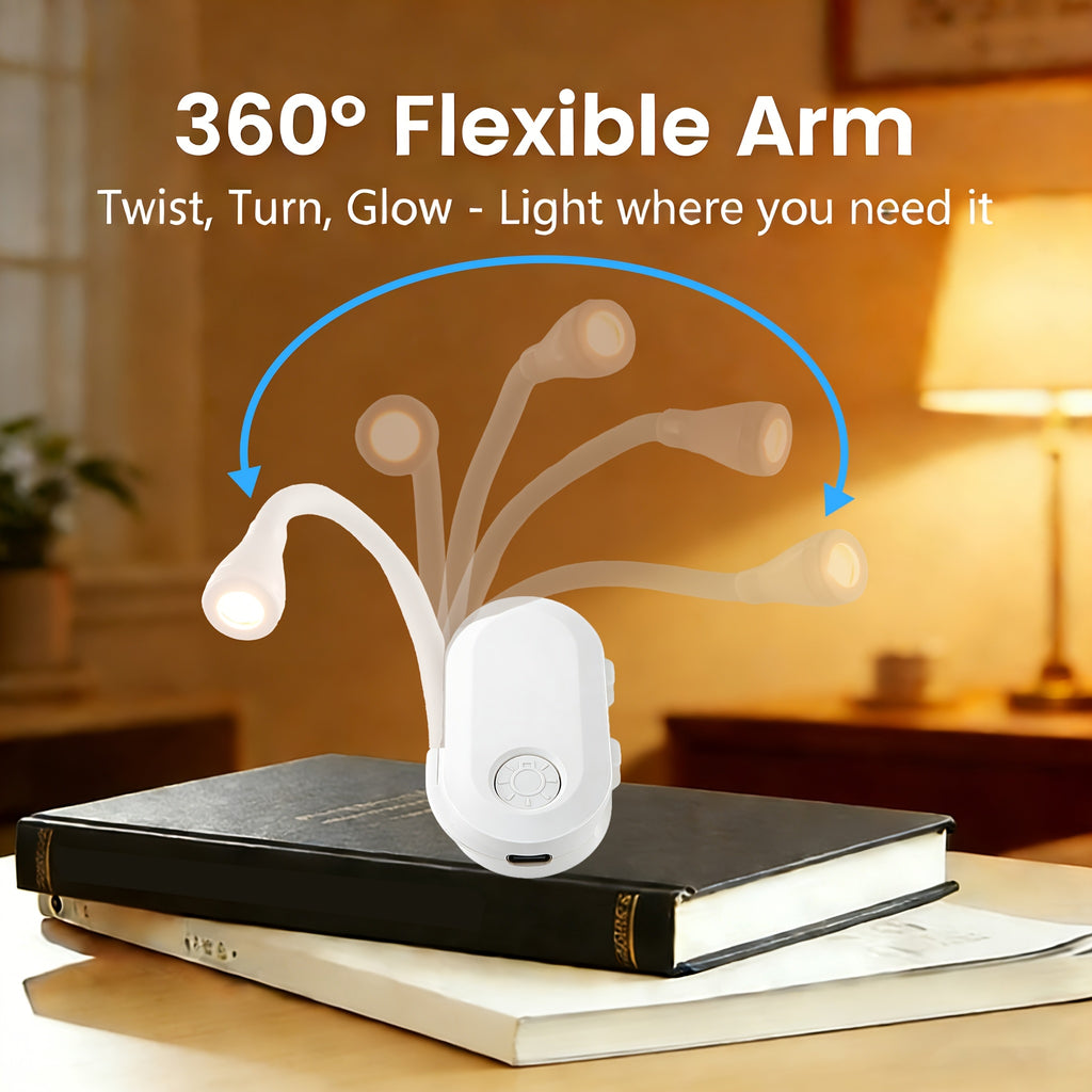 Lampe de lecture à pince galet, variation de 10 à 100 %, USB-C