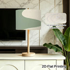 Abat-jour tambour imprimé vague vert sauge et crème, Ø 33 cm