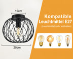 Plafonnier cage noire Ø 25 cm à fils croisés, douille E27