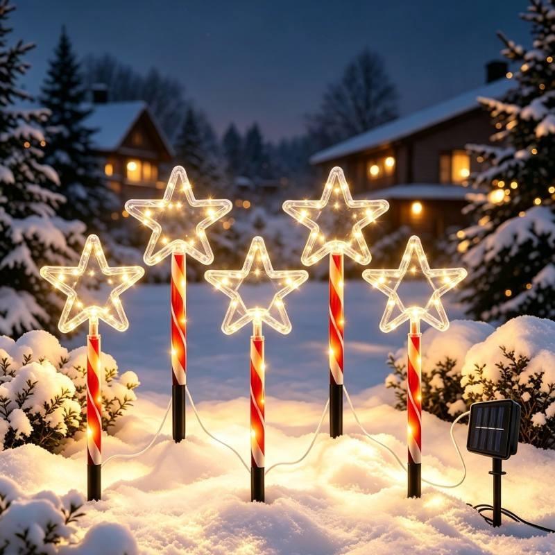 Étoiles lumineuses solaires pour une allée de Noël