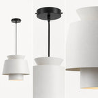 Suspension blanche à trois étages en métal, Ø 23 cm, câble noir