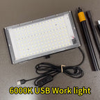 Lampe de travail à pince LED 6000 K, panneau plat, hauteur réglable