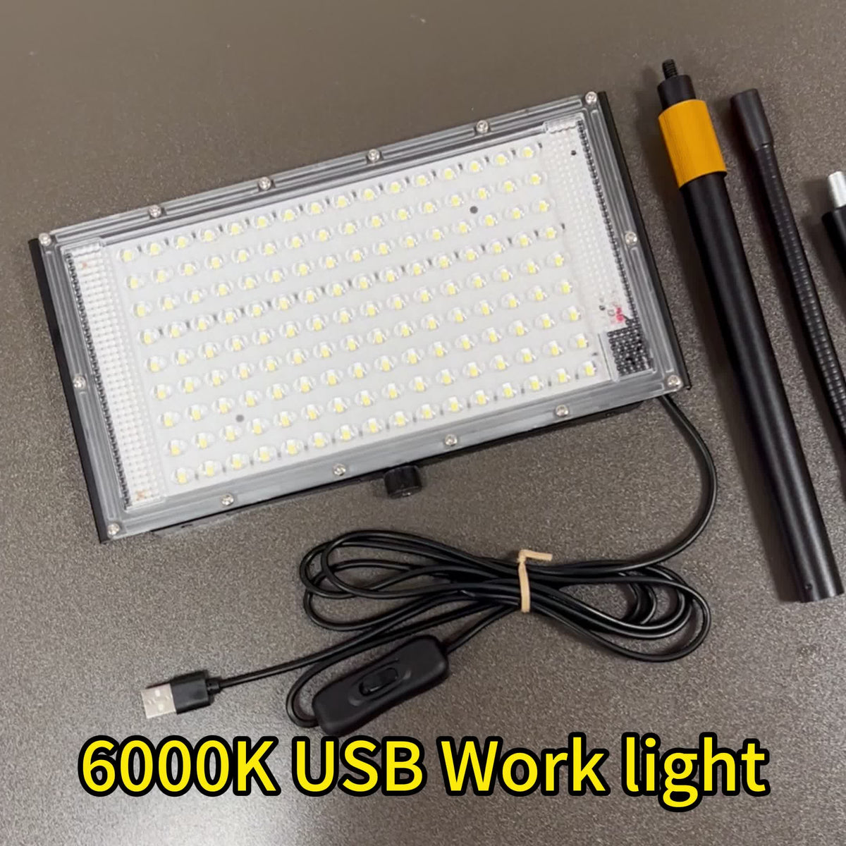 Lampe de travail à pince LED 6000 K, panneau plat, hauteur réglable