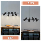 Suspension 4 spots orientables GU10 en métal noir, barre 66 cm
