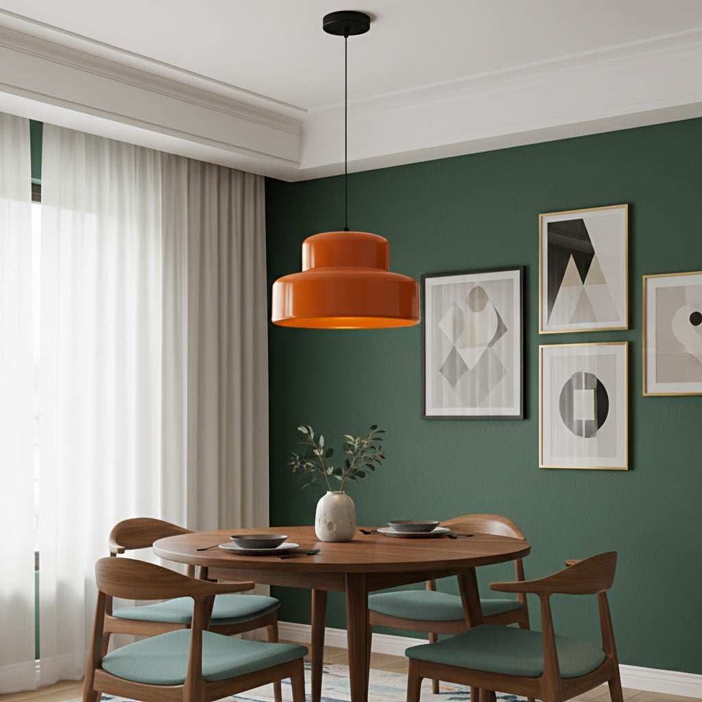 Suspension rétro orange à double étage en métal brillant, Ø 35 cm