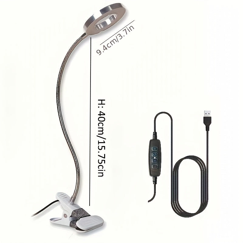 Lampe à pince avec loupe et anneau LED, col de 40 cm, blanche