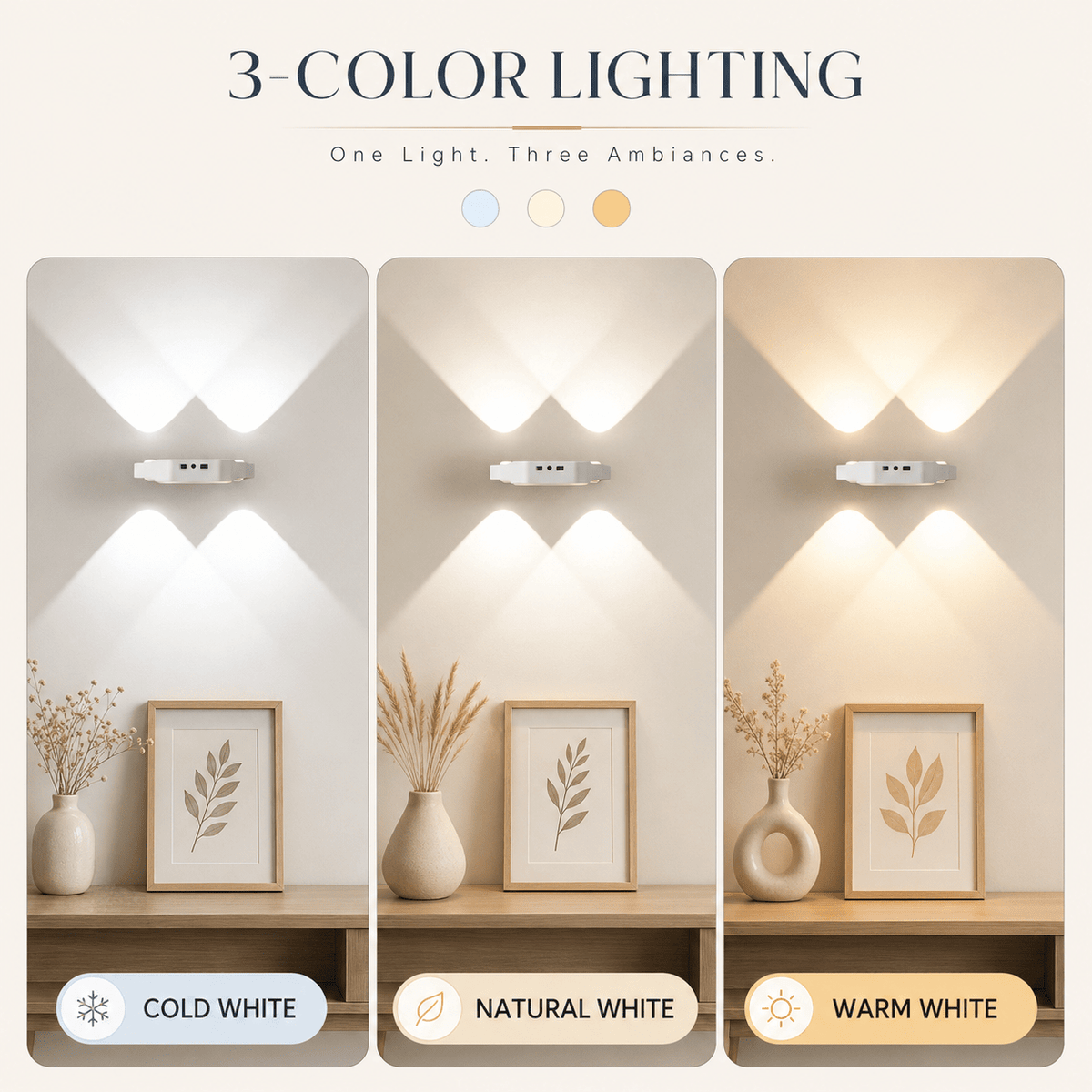 Applique murale LED sans fil haut et bas rechargeable, lot de 4