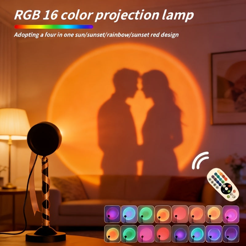 Lampe projecteur coucher de soleil sur tige, tête orientable, 24 cm