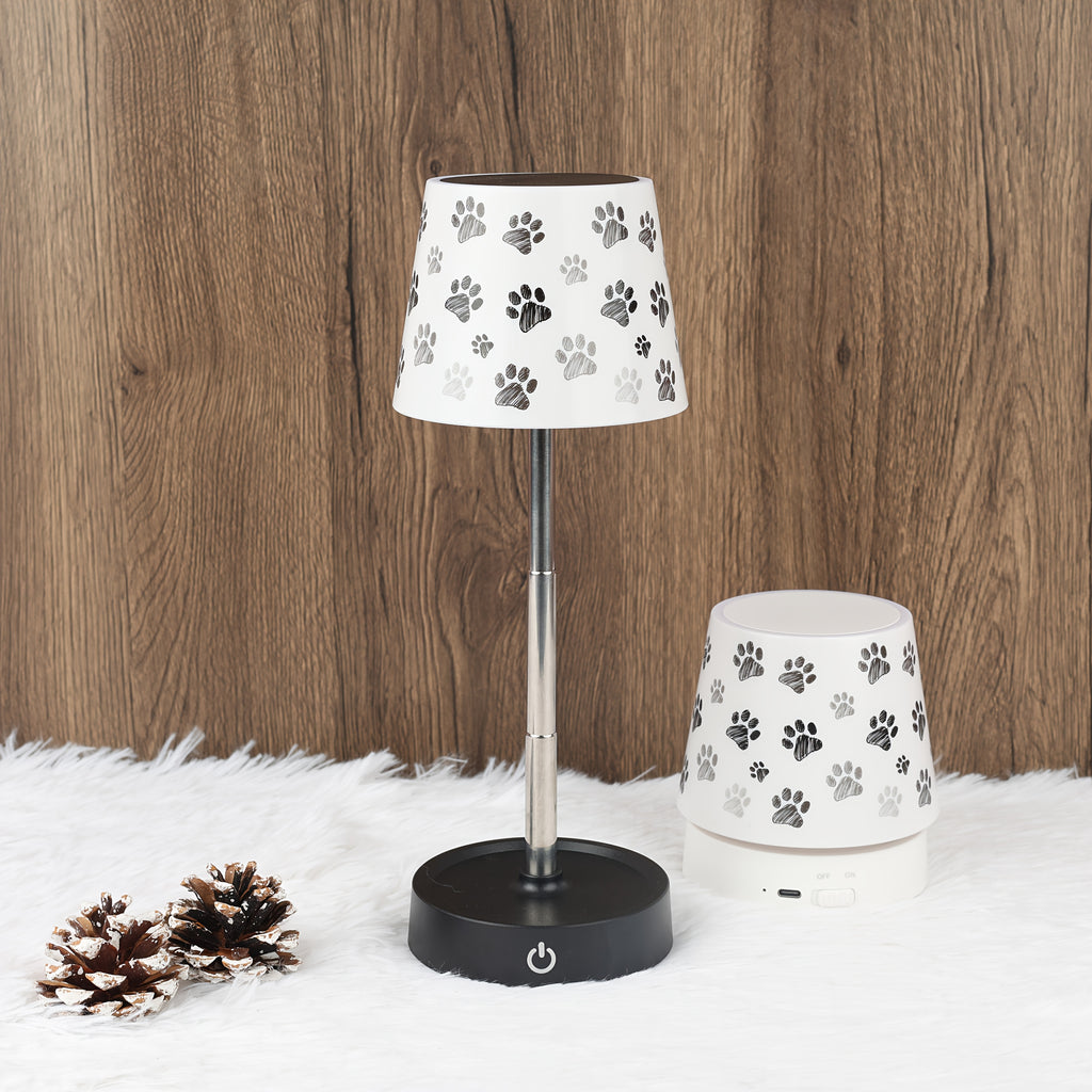Lampe de chevet sans fil télescopique, décor cerfs ou empreintes