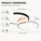 Plafonnier LED à deux arcs noir et blanc, 54 cm, trois teintes