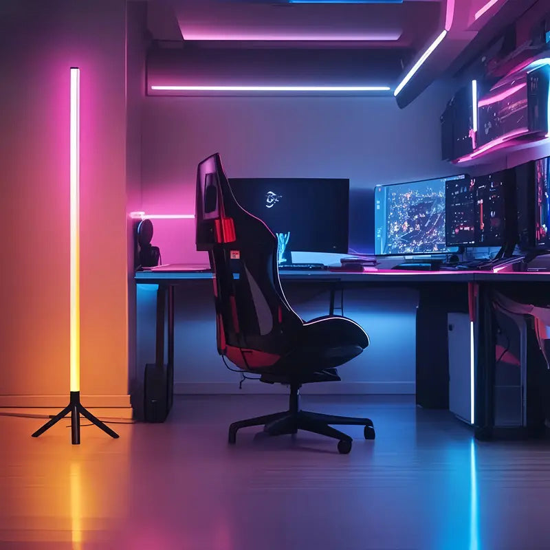 Lampadaire trépied LED RVB avec télécommande, colonne de 110 cm
