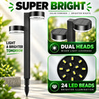 Lampe solaire d'allée à double tête, 24 LED, lot de 4, 8 ou 12