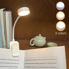 Lampe de lecture à pince blanche à tête ronde, sur piles, 22,5 cm