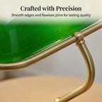 Lampe de banquier traditionnelle verte, bras laiton et USB, 38 cm