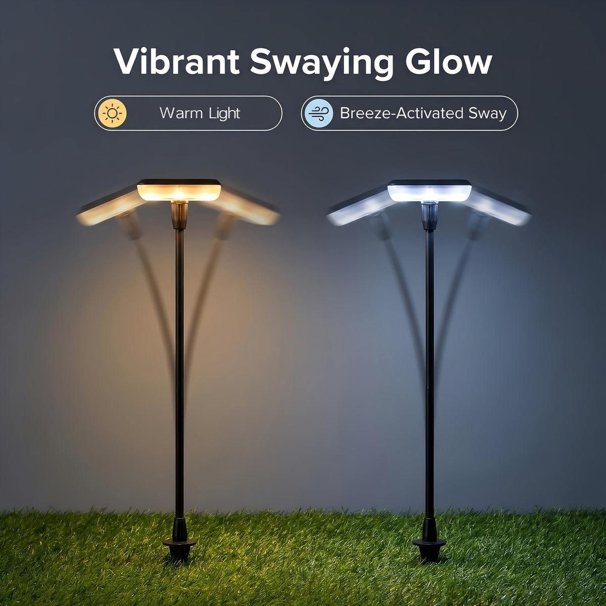 Lampe solaire de jardin oscillante sur tige souple, lot de 4 IP65