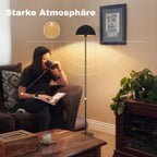 Lampadaire dôme noir à intérieur doré de 170 cm, douille E27