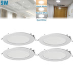 Lot de 4 spots LED ronds encastrables 9W, Ø 14,7 cm, trois blancs