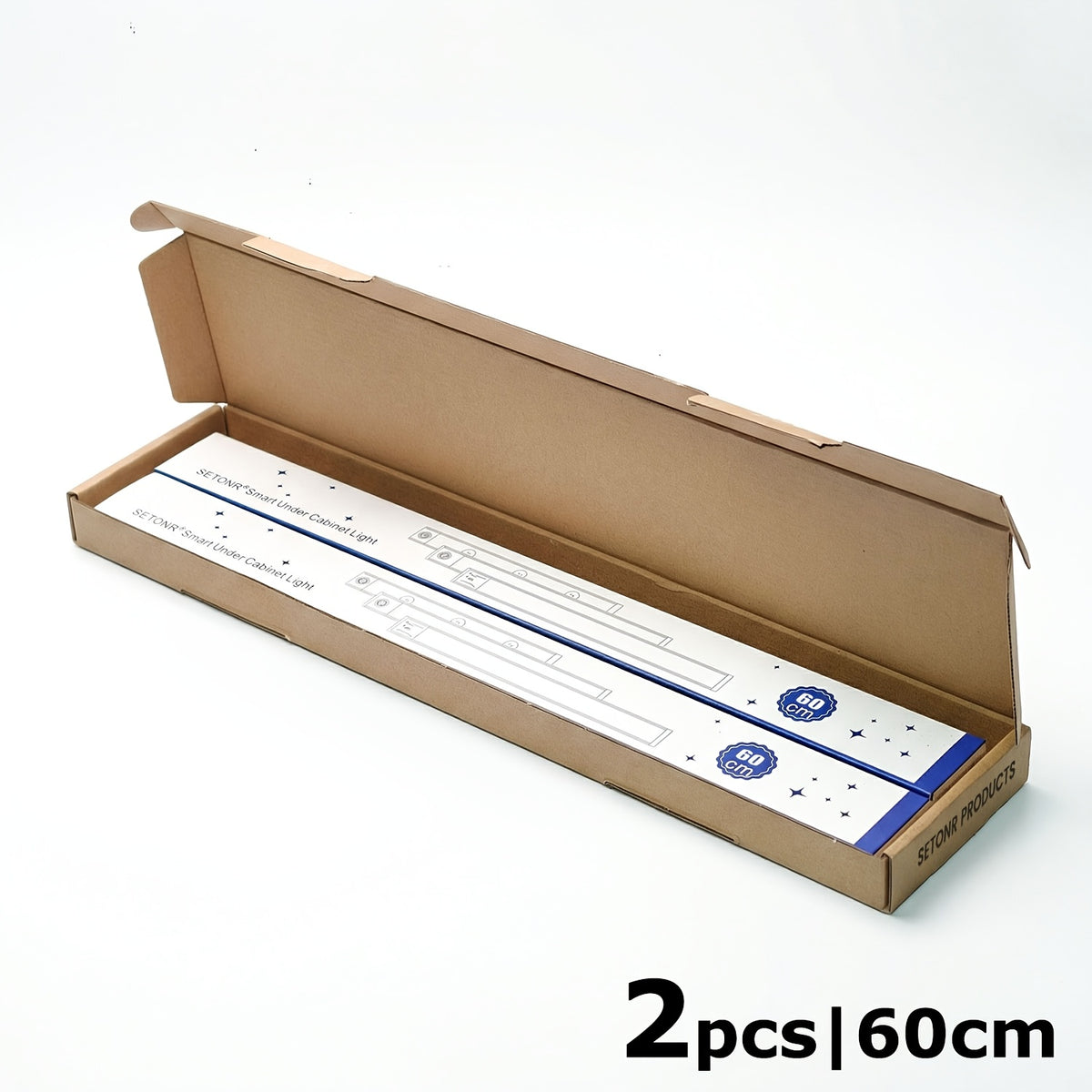 Lot de 2 réglettes LED 60 cm en aluminium, batterie standard ou longue