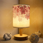 Lampe de chevet en tissu à feuilles d'érable roses, USB, 23,4 cm