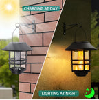 Suspension solaire noire effet flamme et potence murale, IP65