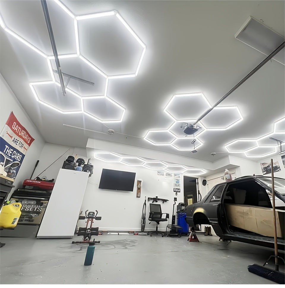 Éclairage hexagonal LED en nid d'abeille pour garage