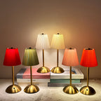 Lampe de table sans fil plissée sur dôme doré, tactile, 6 coloris
