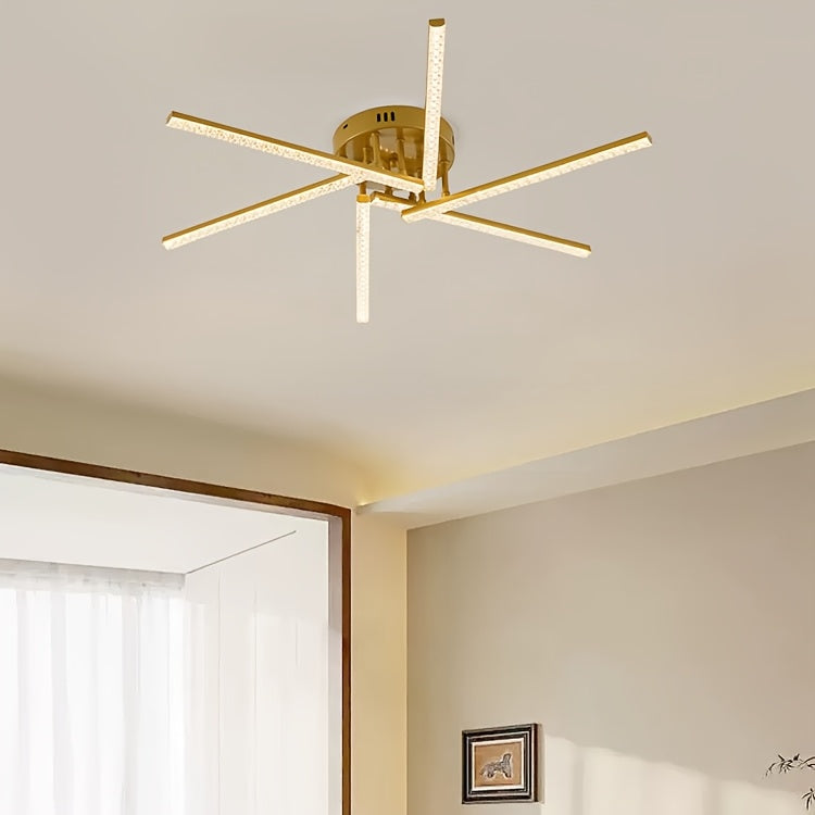 Plafonnier LED à branches rayonnantes, doré, noir ou blanc, 76 cm