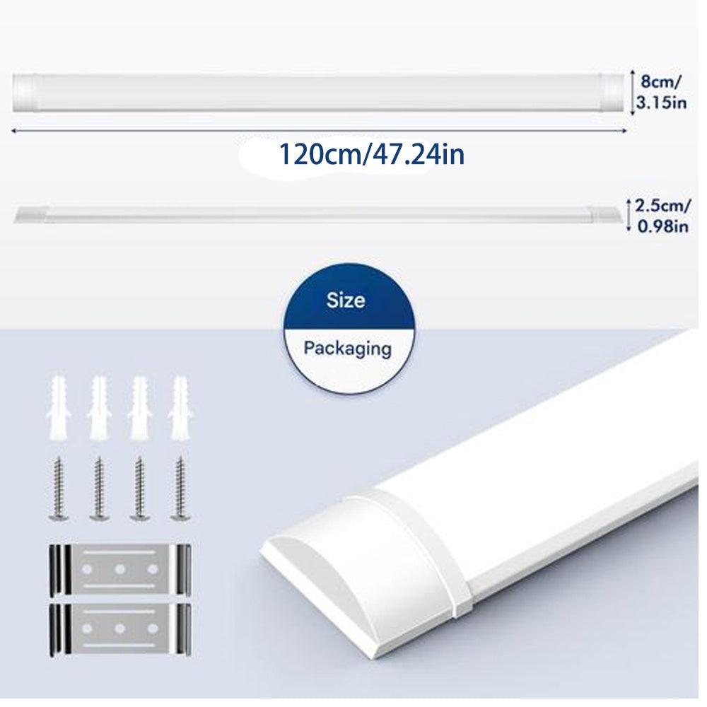 Réglette LED 120 cm 40 W blanc froid, à fixer au plafond ou au mur