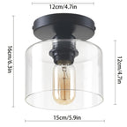 Lot de 2 mini plafonniers en verre transparent, embase noire 15 cm