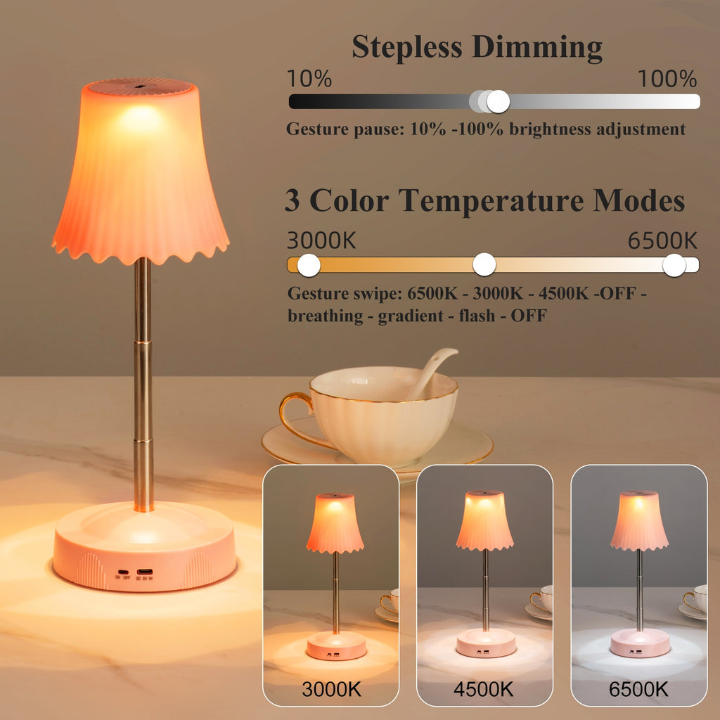 Lampe gestuelle sans fil en cloche, RVB, blanc, orange ou rose