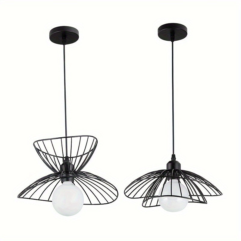 Suspension cage en fil de métal noir en forme de nœud, Ø 40 cm