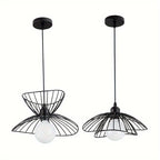 Suspension cage en fil de métal noir en forme de nœud, Ø 40 cm